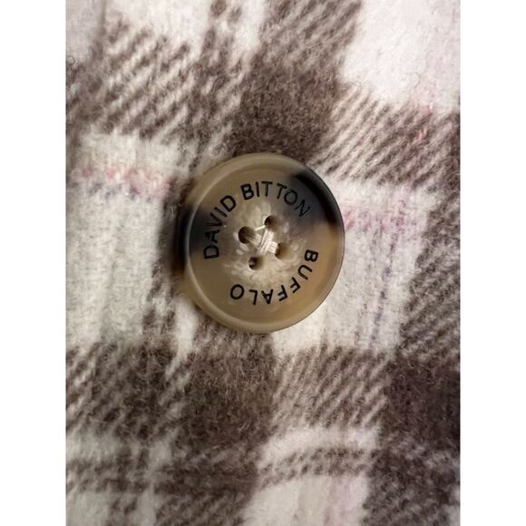 Buffalo David Bitton Large Flannel Cream Brown Plaid Long Line Shacket Cabincore - Picture 8 of 11